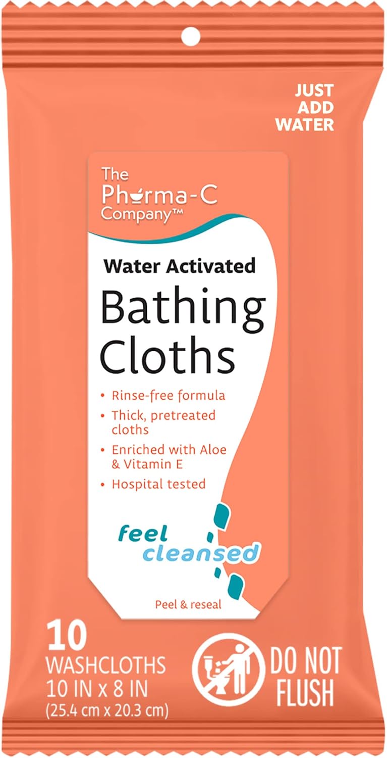 Pharma-C Water-Activated Bathing Cloths [6 pack - 10ct packs] – Rinse-Free XL Body Wipes for Adults. Pretreated Disposable Bath Wipe for Elderly, Hospice, Camping. MADE IN USA. : Health & Household