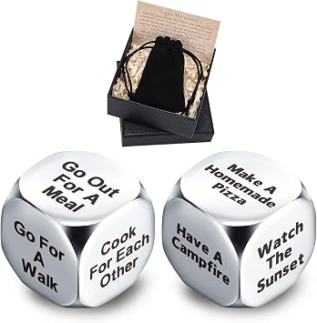 2PCS Date Night Dice Ready to Gift Box Valentines Day Birthday Wedding or Romantic Gifts for Him Her Boyfriend Girlfriend Husband Wife 36 Different Results Anniversary