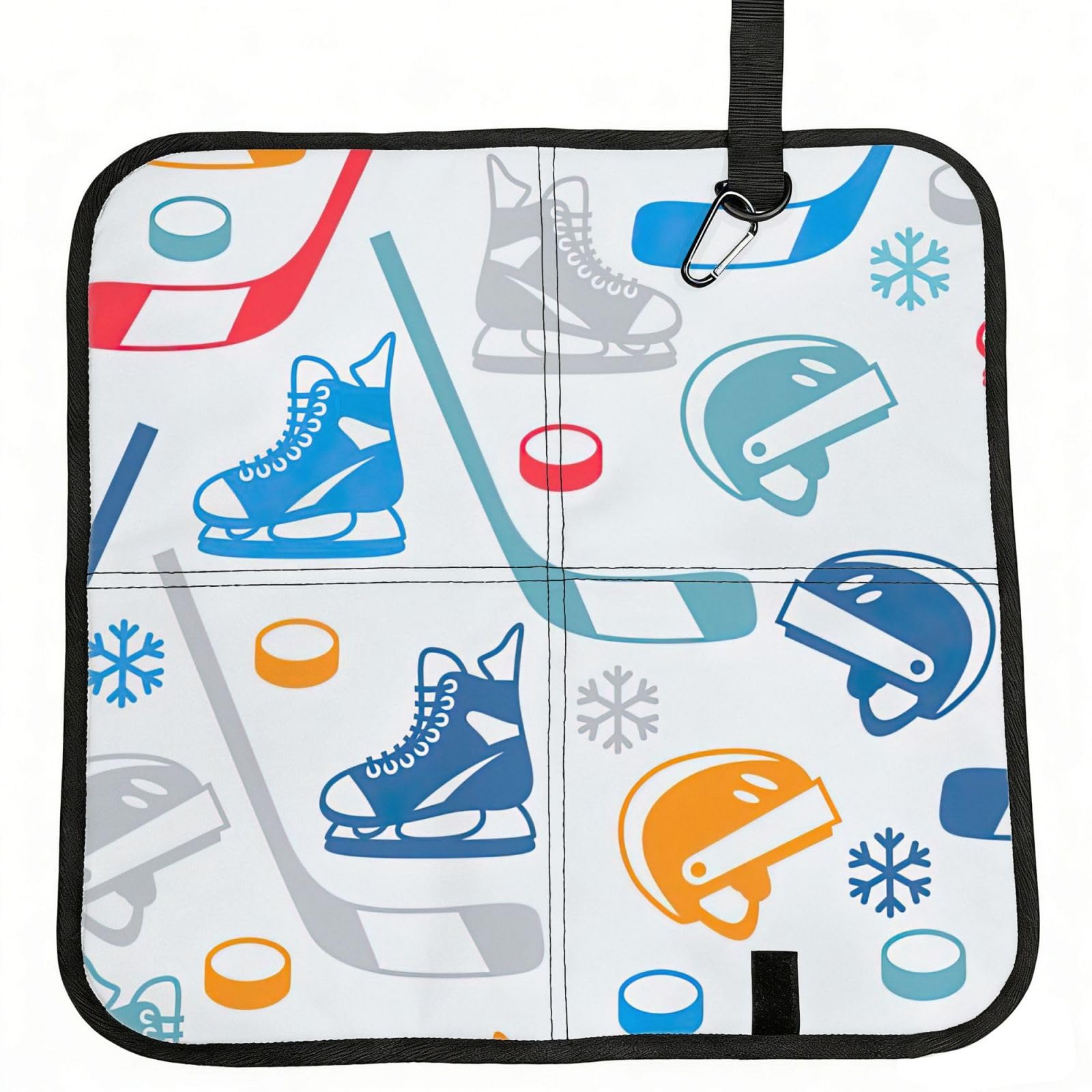 AYYQWE Hockey Elements Creative Patterned Print Foldable Seat Cushion Portable Chair Pad Office Commuting Picnic Camping Outdoor