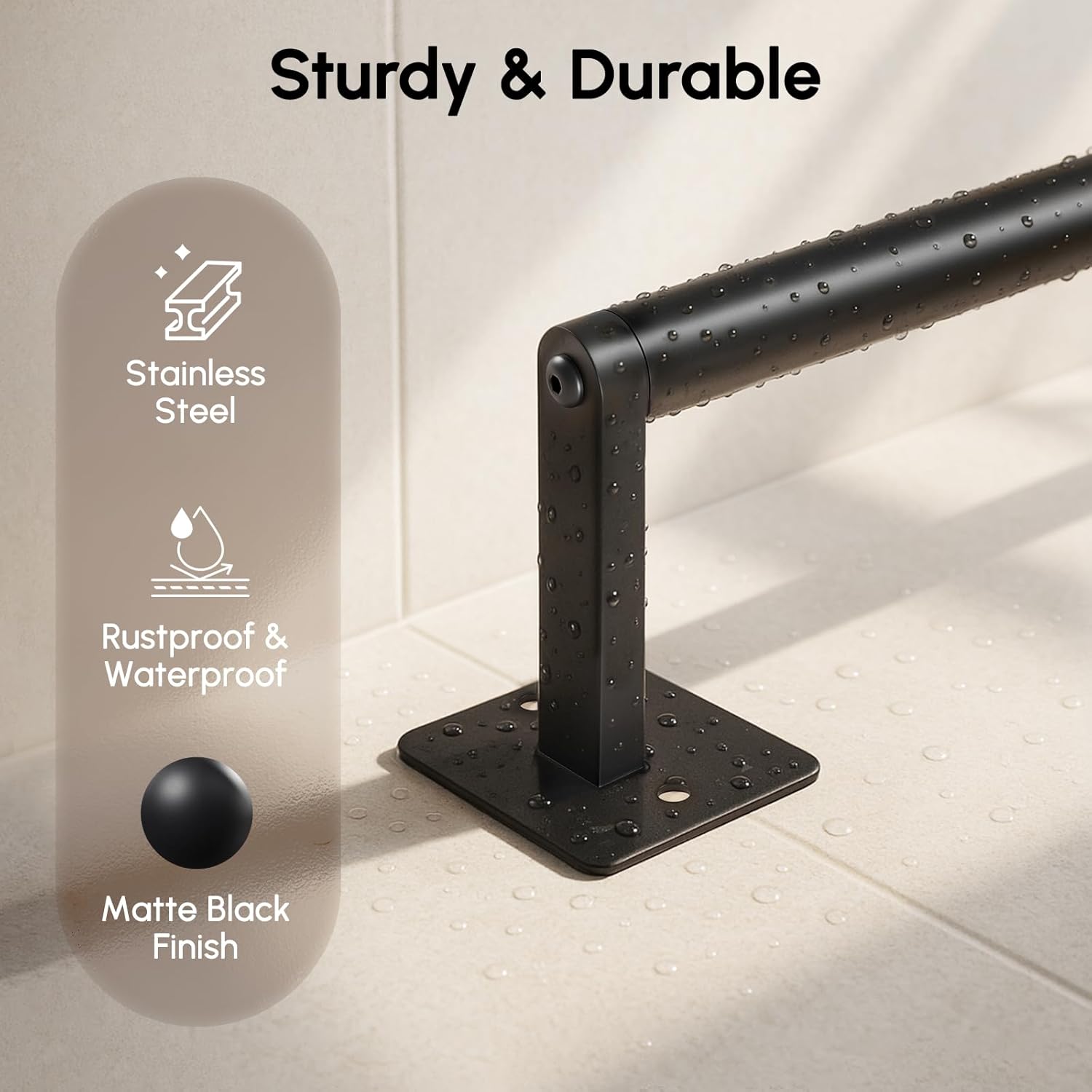 USHOWER Matte Black Towel Bar, 18 Inch Towel Racks for Bathroom Wall Mounted, Heavy Duty Stainless Steel Towel Holder, Easy Installation (Total Length 20 Inch) - Image 4