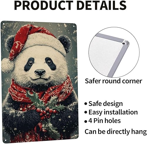 Miniatura 4 de Cafemira Animal Tin sign,vintage panda,Retro Metal signs,Tinplate poster,Aluminum plaque wall art,for home,club,office,Garden,Practical Indoor