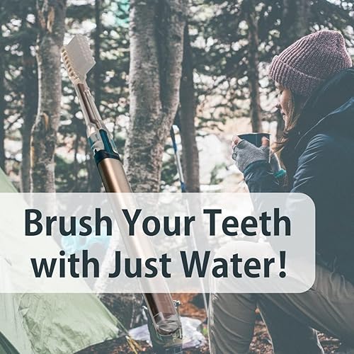 Miniatura 6 de Soladey Cepillo de dientes iónico, paneles solares y semiconductor de TiO2, cerdas de panal de 3 filas, naranja, puedes cepillar sin pasta de dientes