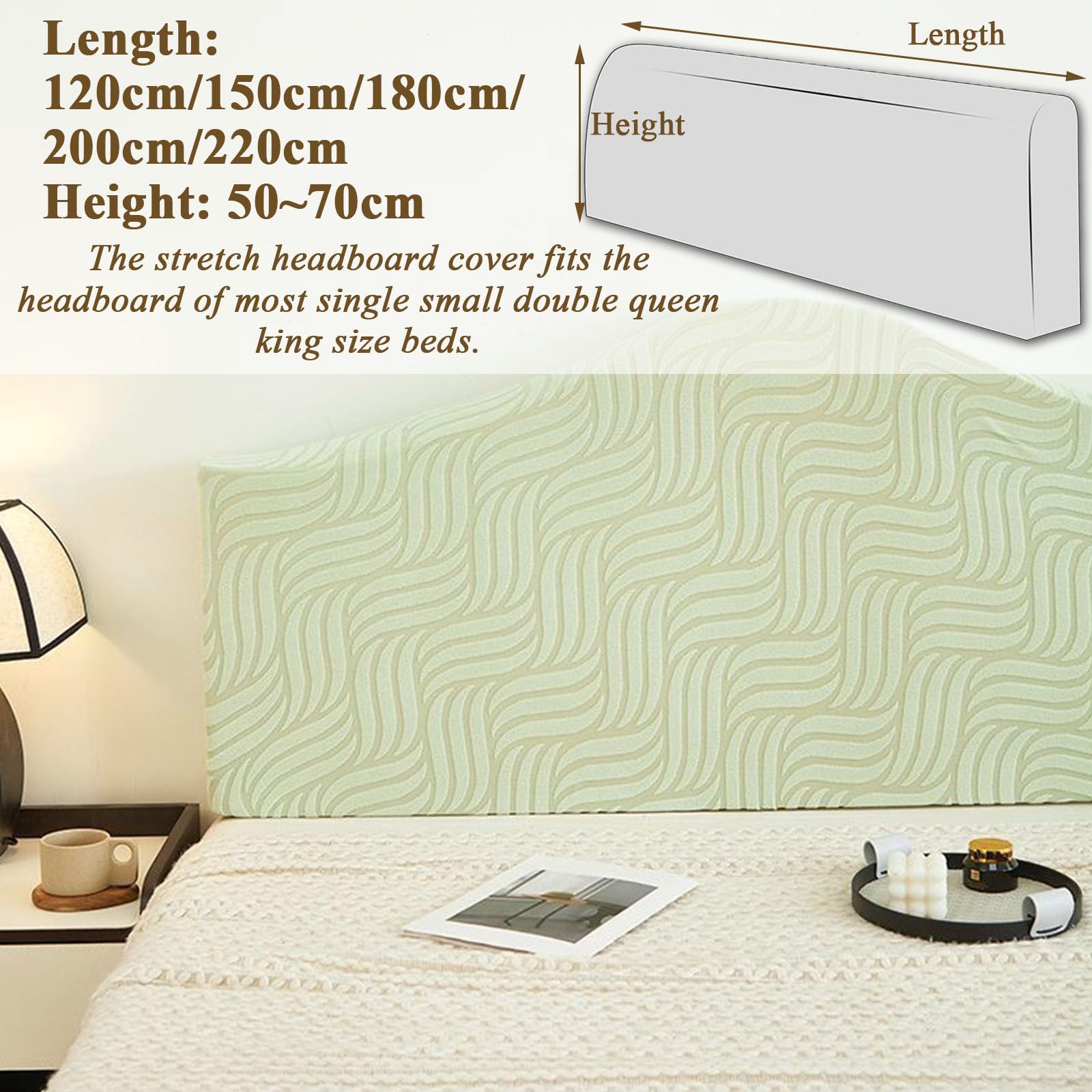 WINS Copertura per testiera del letto estensibile per testiera in velluto, decorazione per testiera del letto, antipolvere, per letti singoli, matrimoniali, king size, pavone, blu