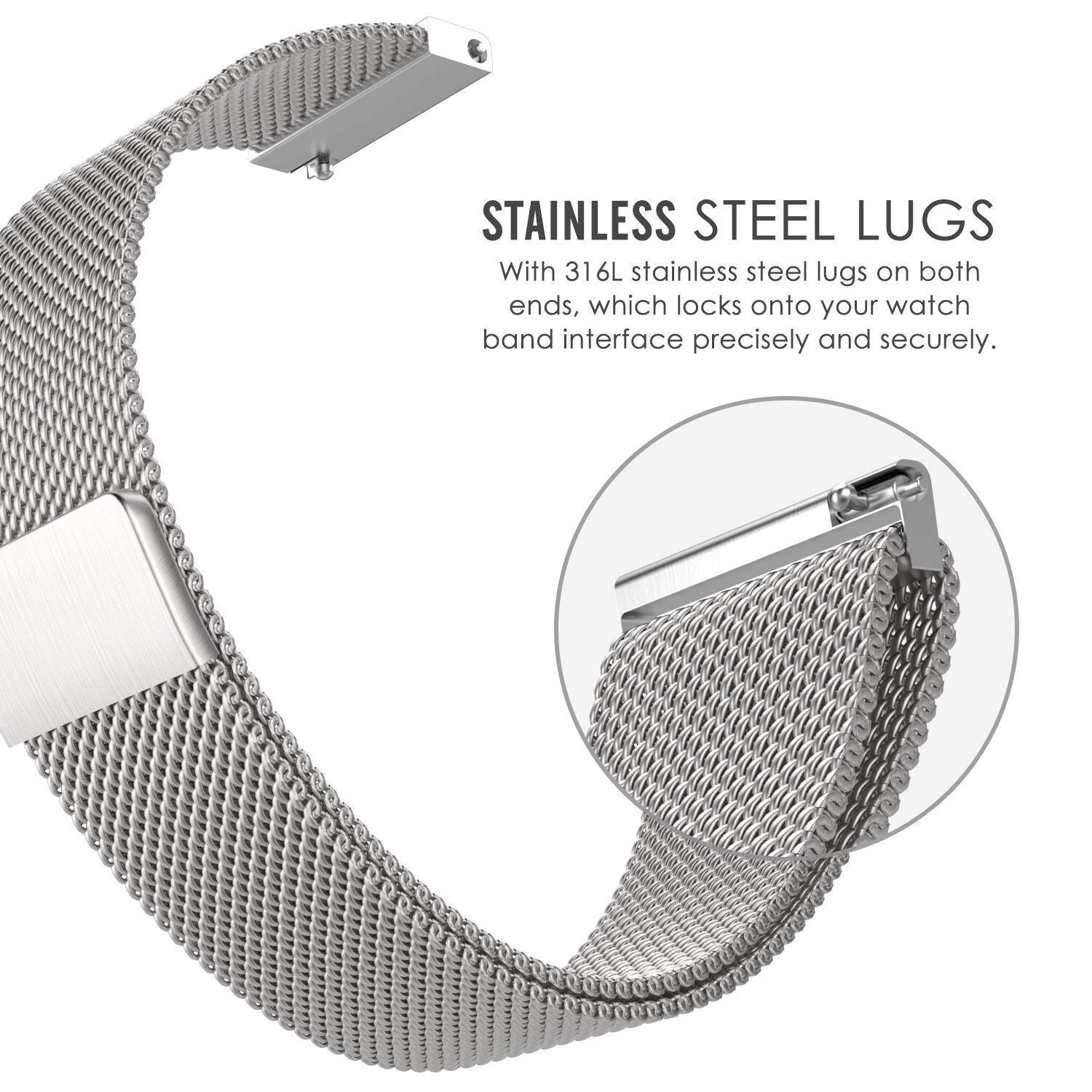 Bracelet de Montre 18mm 20mm 22mm Universel milanes Boucle Bracelet Bracelets Montre Intelligente Bracelet en métal Bracelet de Montre en Acier Inoxydable Hommes et Femmes Montres Bracelet