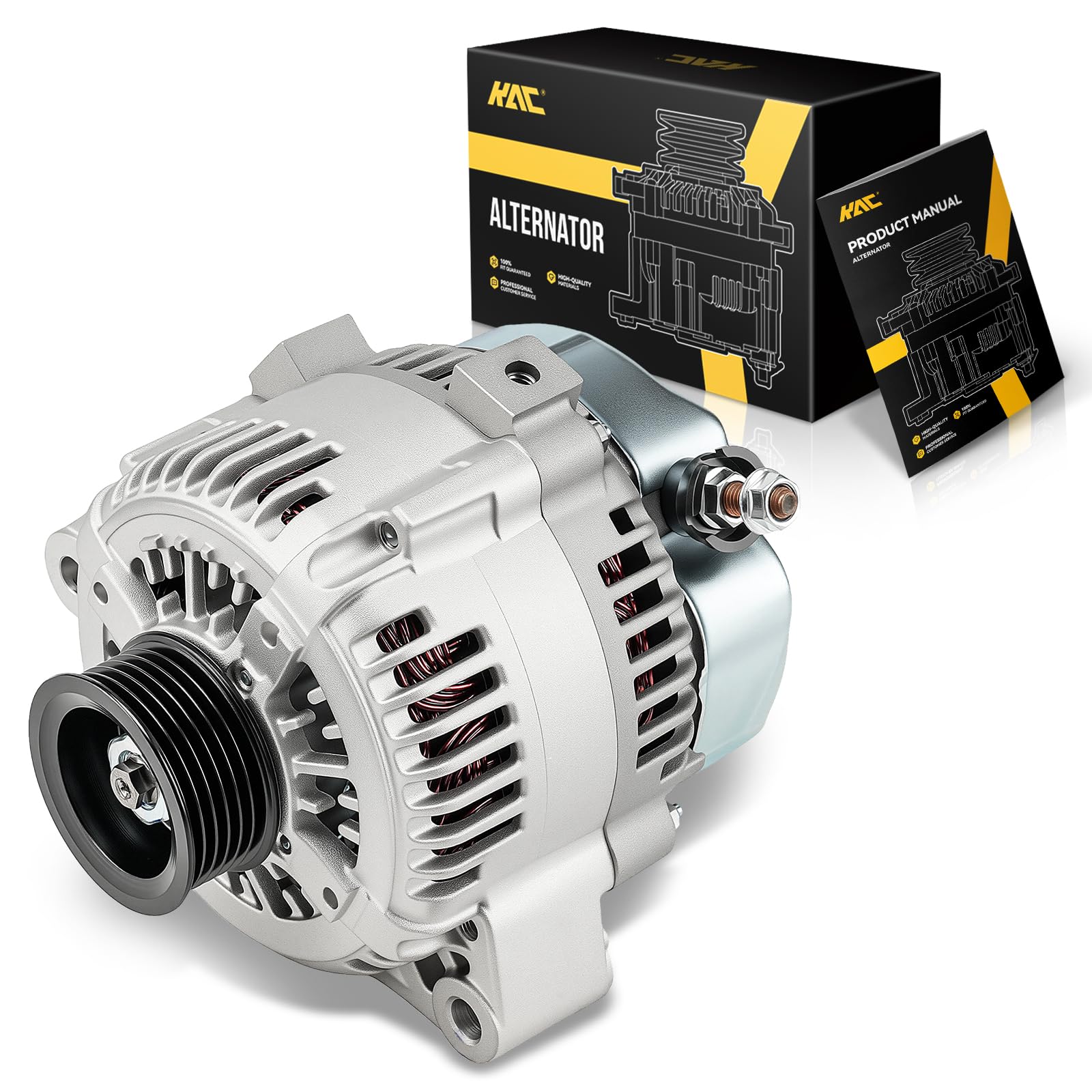 KAC Alternator Compatible With 2000-2002 Toyota Tundra 4.7L V8, 2001-2002 Toyota Sequoia 13859N 12V 100Amp CW 6-Groove Pulley | 2001-2002 Toyota Sequoia 13859N 12V 100Amp CW 6-Groove Pulley-image-19
