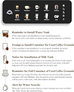 Chef Robot Automatic Espresso Machine Coffee Maker 12 Cup with Milk Frother | Cappuccino Latte Americano Machine with Grinder for Home/Office (Gray)