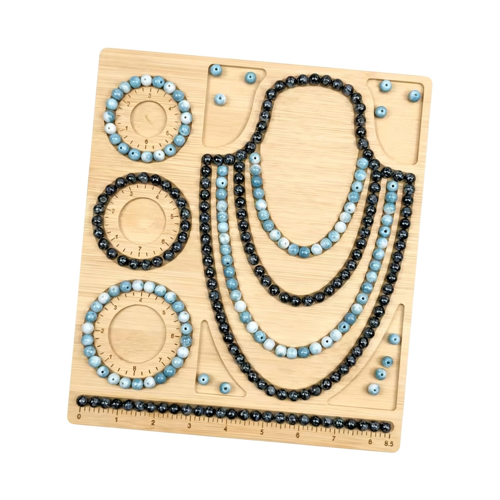 Limtula Wooden Jewelry Beading Board for Jewelry Makers, and Necklace Layout Tray with Compartments for Bead Sorting Necklace Beading Board