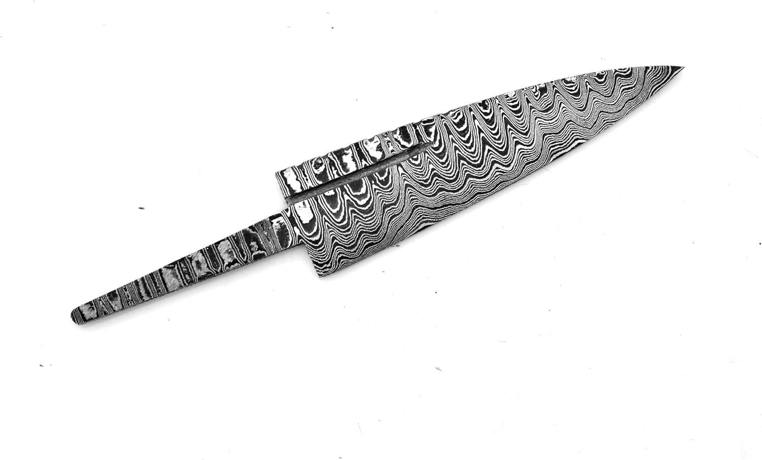 Hand Forged Damascus Steel Sgian Dubh Knife Blank Blade for Sgain Dubh Knife Making with Leather Sheath (Ladder)