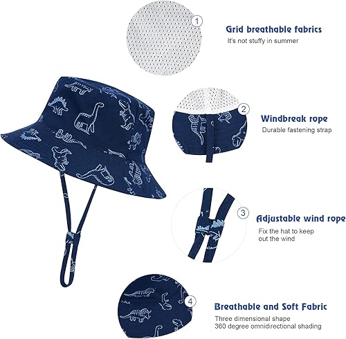 Miniatura 2 de Durio Sombrero para el sol para bebé, sombrero de playa de verano, UPF 50+, protección solar, sombreros para niños, regalos para niños y niñas,