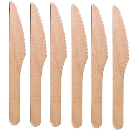 DEERA DISPOSABLE WOODEN KNIFE FOR HOME AND KITCHEN USE-6 INCH-PACK OF 50