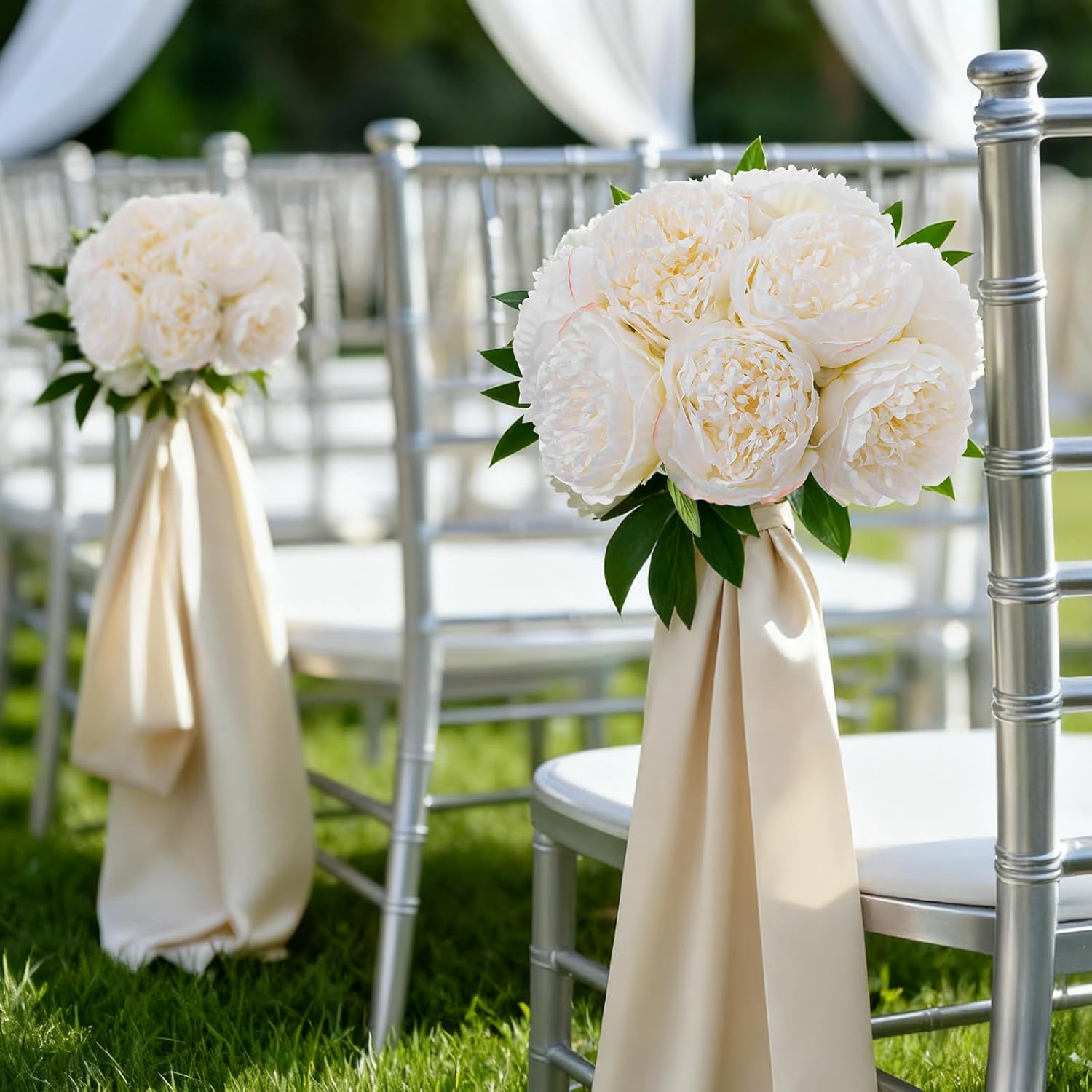 10PCS Off White Realistic Artificial Flowers Peony Fake Silk for Home Office Wedding Table Centerpieces Party Festival Bar Decoration Indoor - Image 6