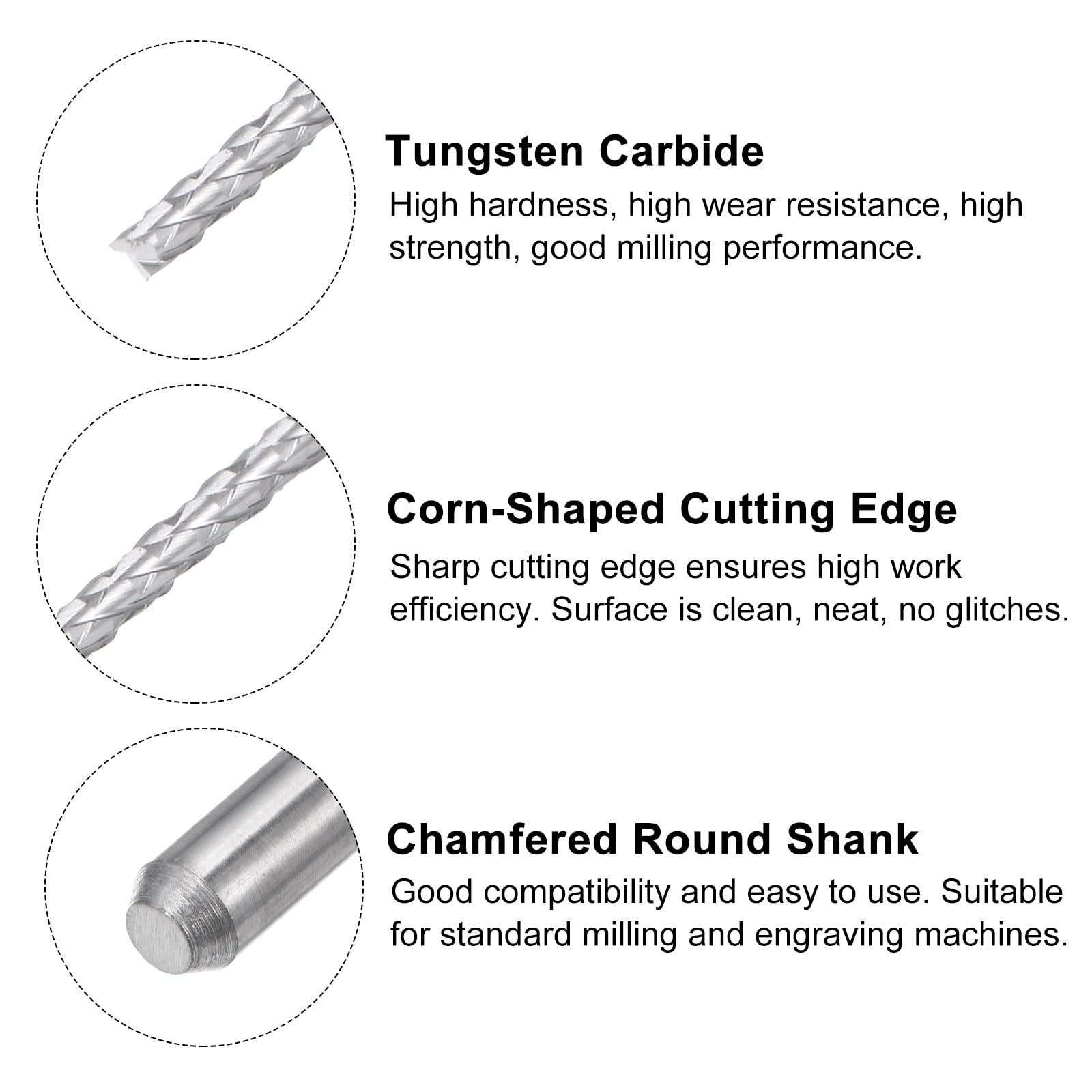 20 Punte Fresa In Metallo Duro 0.8mm Per CNC - Per Legno, PCB E Metalli - Codolo 1/8" - Foto 9