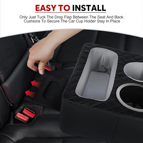 Miniatura 3 de Portavasos para automóvil, organizador de asiento trasero, organizador de cama de camión, expansor de portavasos para sofá cama, bandeja de barco,