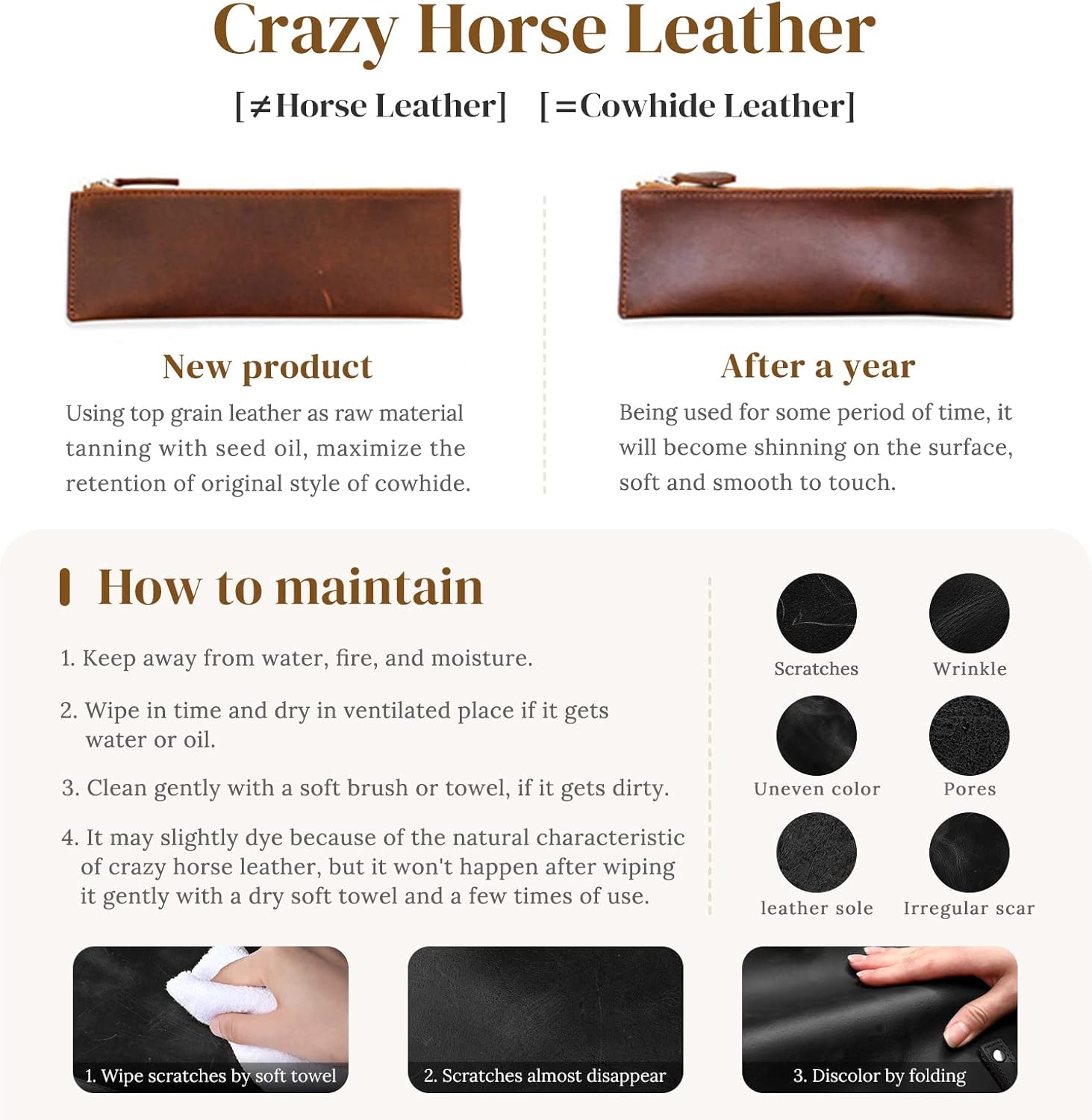 S-ZONE Genuine Leather Tote Bag Large Shoulder Purse Work Vintage Handbag for Women - Image 6