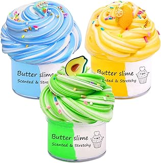 Newest Butter Slime 3 Pack, Scent Slime Super Soft, Stretchy and Non-Sticky, Party Favors Slime Putty Toys, DIY Slime Kit for Girls Boys 5-12