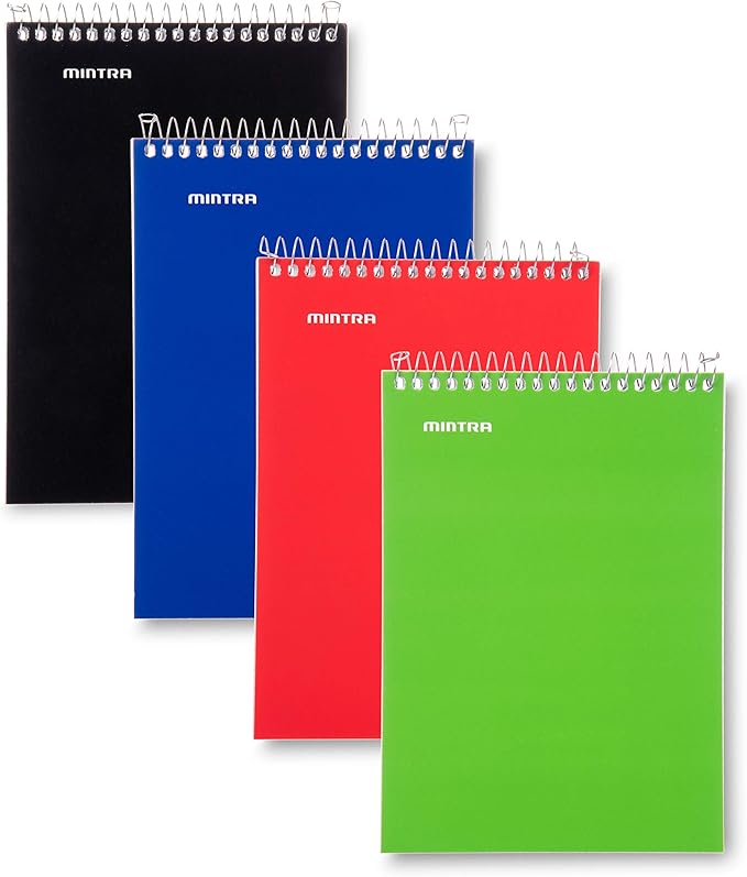 Mintra Office Small Spiral Notebooks (5x7 Top Spiral 4pk
