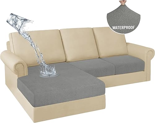 Miniatura 32 de HDCAXKJ Fundas de cojines de sofá seccional 100% impermeables, 8 piezas, funda seccional en forma de L, funda elástica para asiento de sofá chaise,