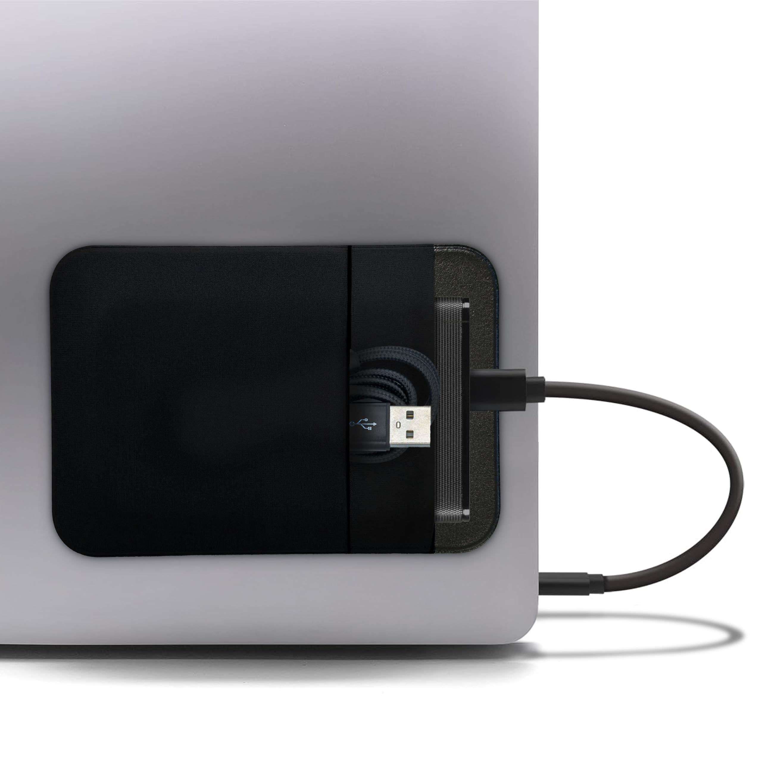 MyGadget Custodia per Hard Disk Esterno | Borsa Adesiva per Laptop - SSD SanDisk Portable | Samsung | Toshiba | Seagate - Case Autoadesiva - Nero