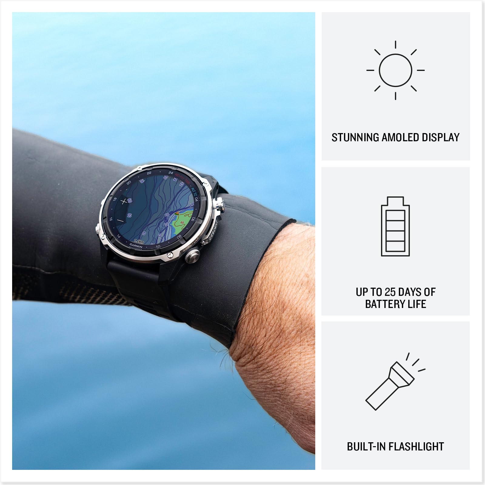 Amazon.com: Garmin Descent™ Mk3i – 51 mm Silver and Black PVD
