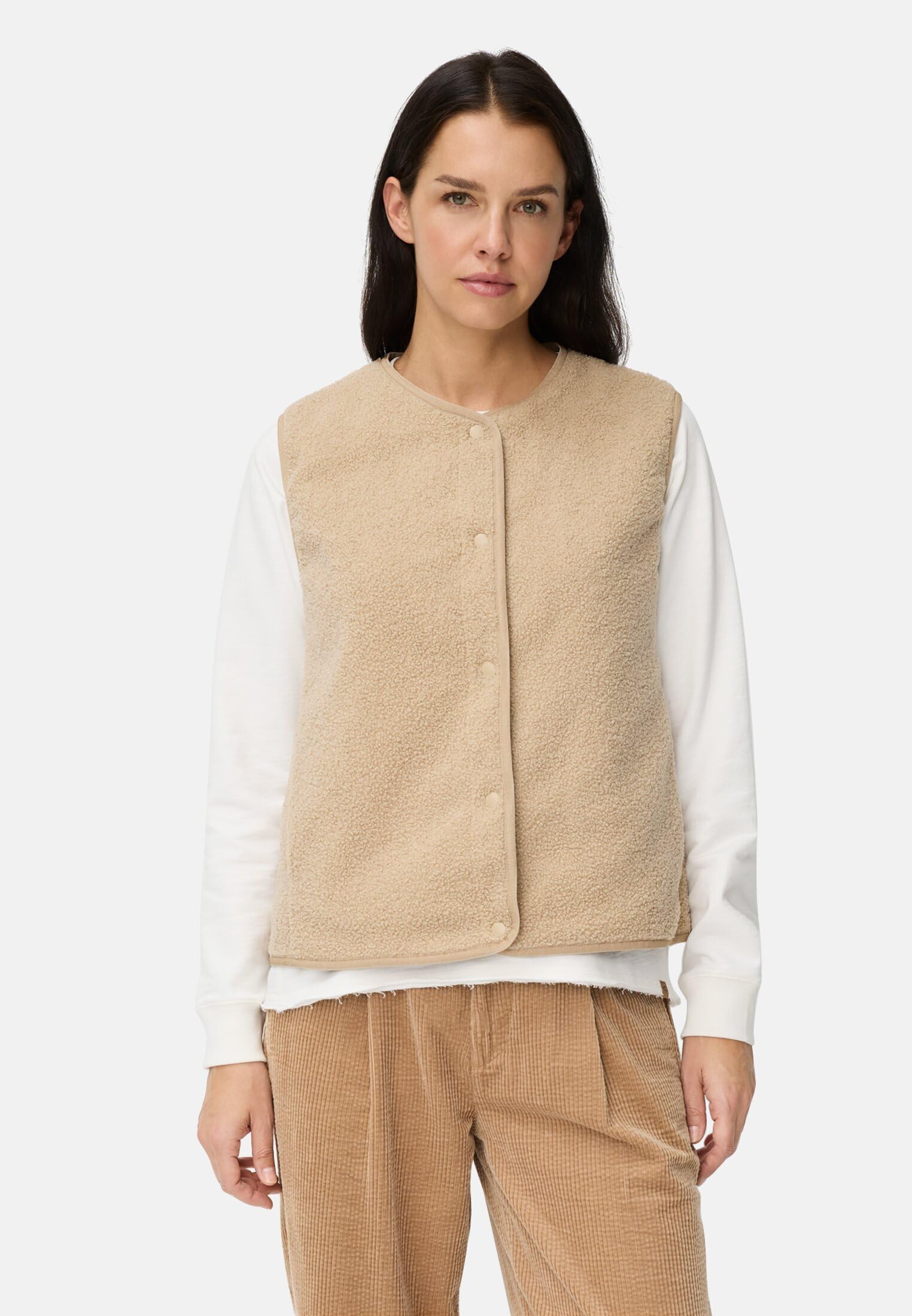 camel active Damen Fleece-Weste mit Knopfverschluss