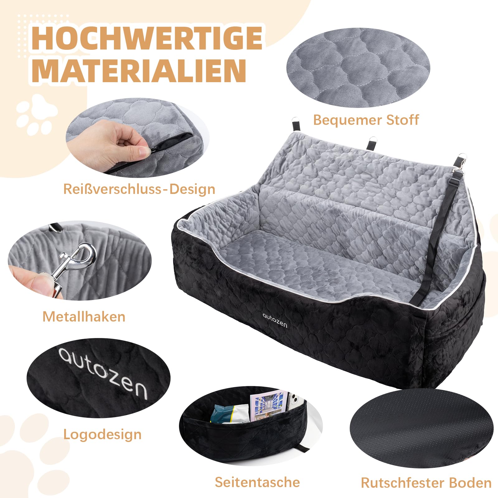 26 Upgrade Hunde Autositz für mittlerer große Hunde bis zu 54kg Wasserdicht