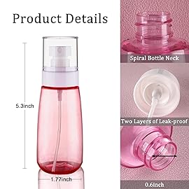 Cosywell Fine Mist Spray Bottle TSA Approved 3.4oz 100ml 4 Pack Empty Cosmetic Refillable Travel Containers Plastic Spray Bottle for Perfume Essential Oils Toners Rose Water Cosmetics(4Colors)