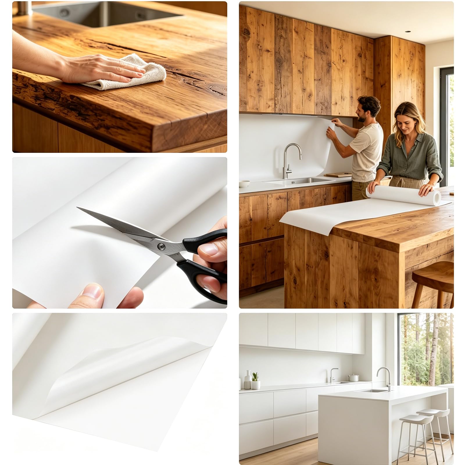 Carta Adesiva per Mobili 1200×60 cm Pellicola Autoadesivo Bianco | Autoadesivo PVC Rivestimento, Impermeabile, Opaca, Vinile Carta, Decorativa, per Cucina, Armadio, Muro, Porta