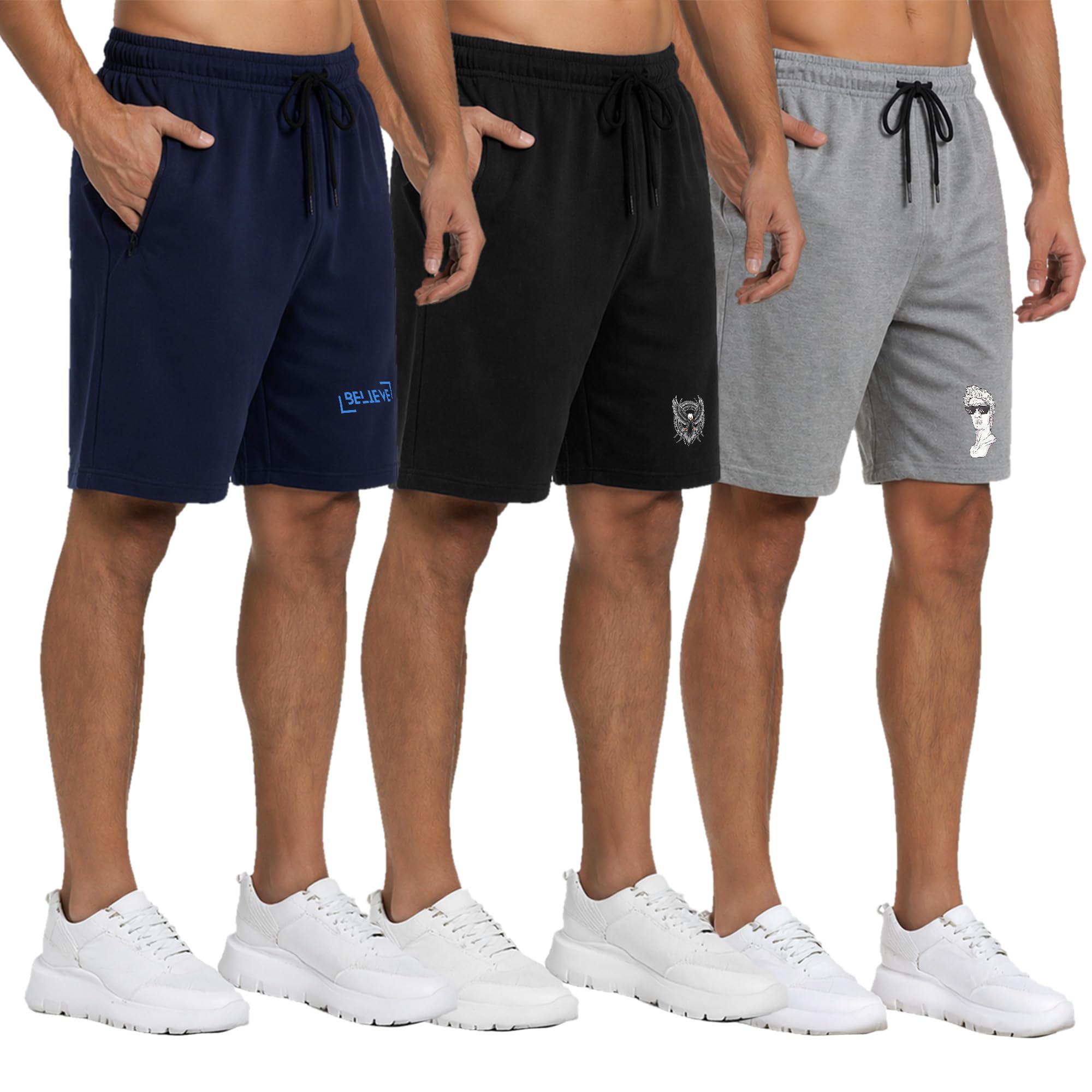 Mens Shorts Belive Printed Knee Length Cotton Shorts for Mens Combo Pack of 3 (S-4XL)-image-2