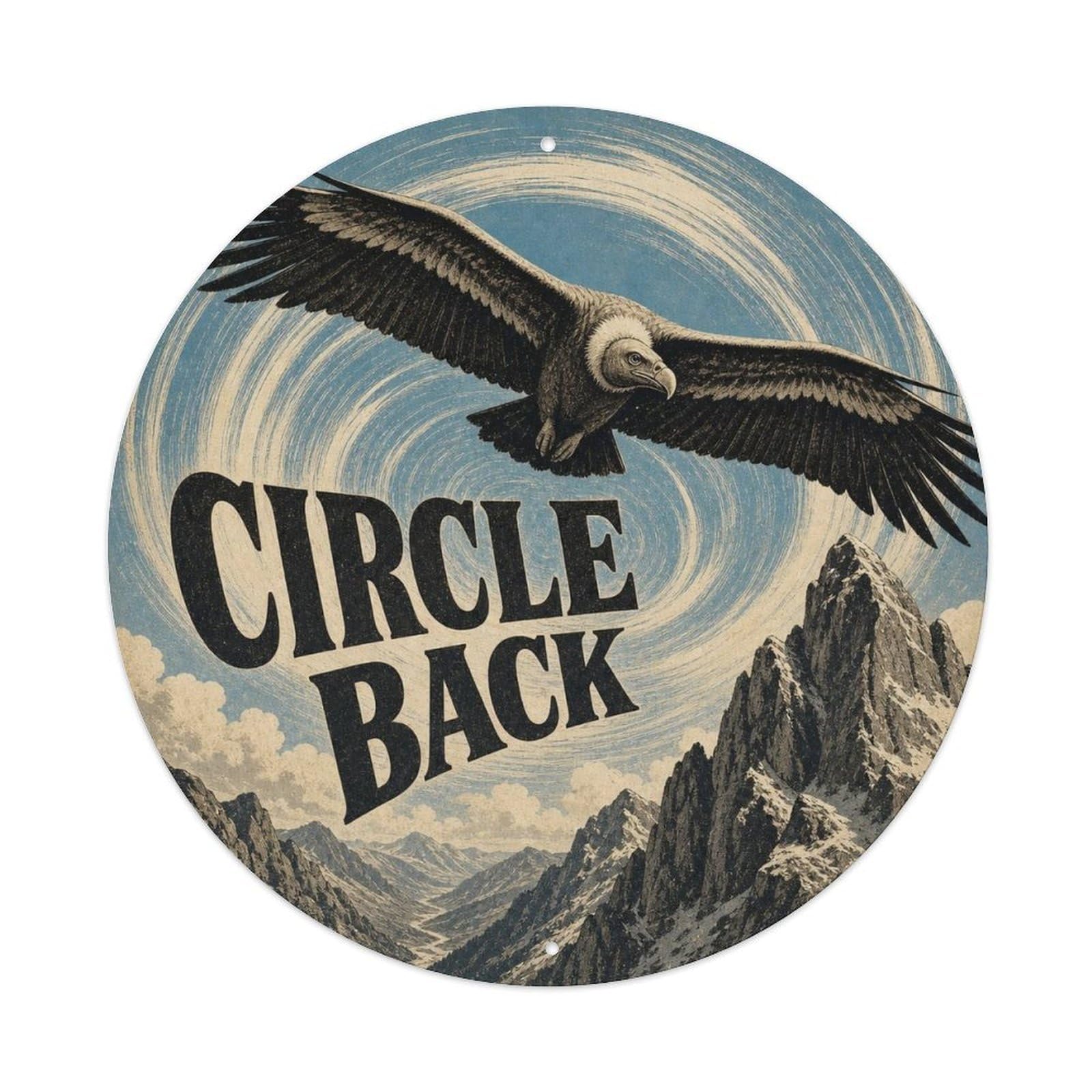 Okngb Style Vulture Retro Comic Circle Back Humor Sticker Metal Tin Sign Plaque Wall Decor For Cafe, Man Cave, Club Bar, Office, Home Garden Round Metal Poster 8X8inch