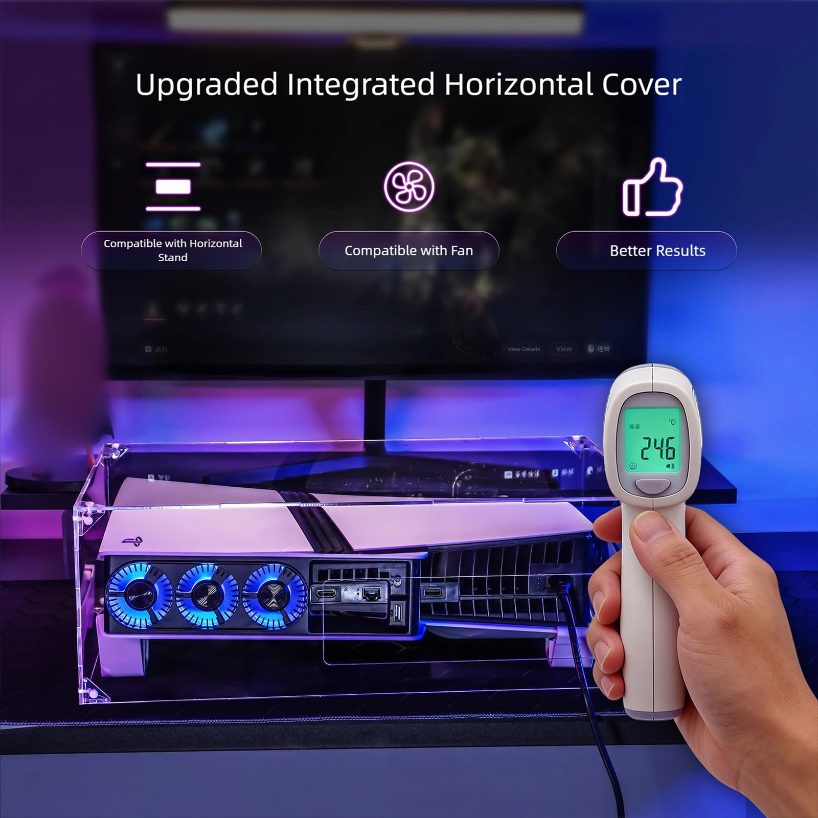 Funda protectora a prueba de polvo, fácil de limpiar, transparente para consola de juegos, pantalla horizontal