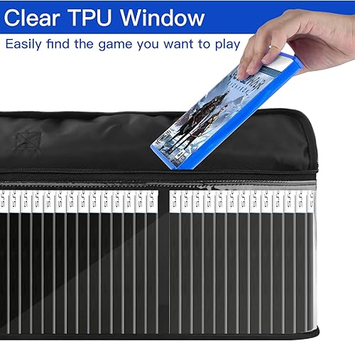 Miniatura 6 de Video Games Storage Bag Compatible with PS5 PS4 PS3 Xbox One Games, Portable Carrying Case Holds Around 30-35 Game Discs, TPU Clear Games Holder