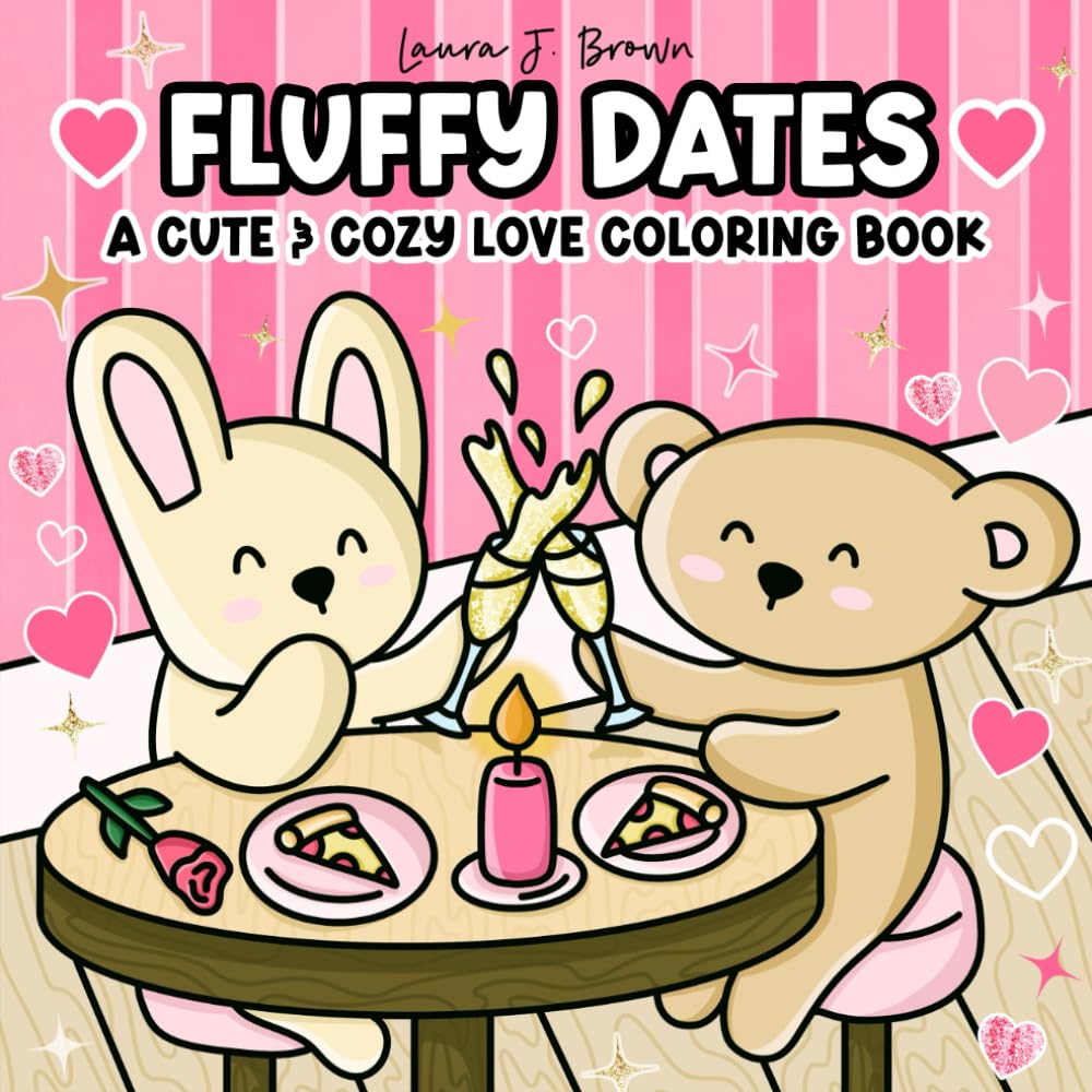 Fluffy Dates A Cute & Cozy Love Coloring Book: Adorable Animal Scenes for Teens and Adults