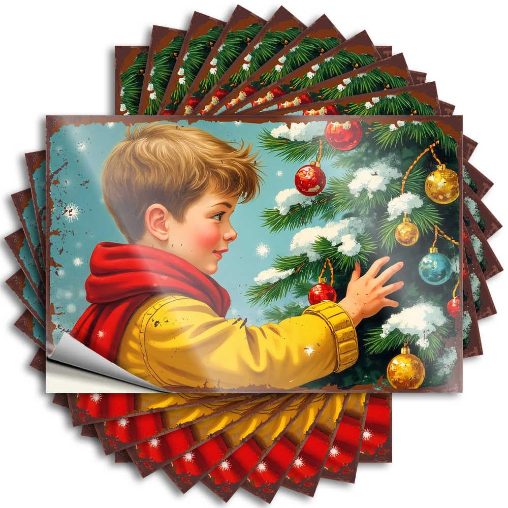 Kitchen Accessories Decor Girly Decal - Child's Hand Reaches for Christmas Ornament On Festive Tree Removable Decal Bottle Easy Peel for Earth(12X18CM)