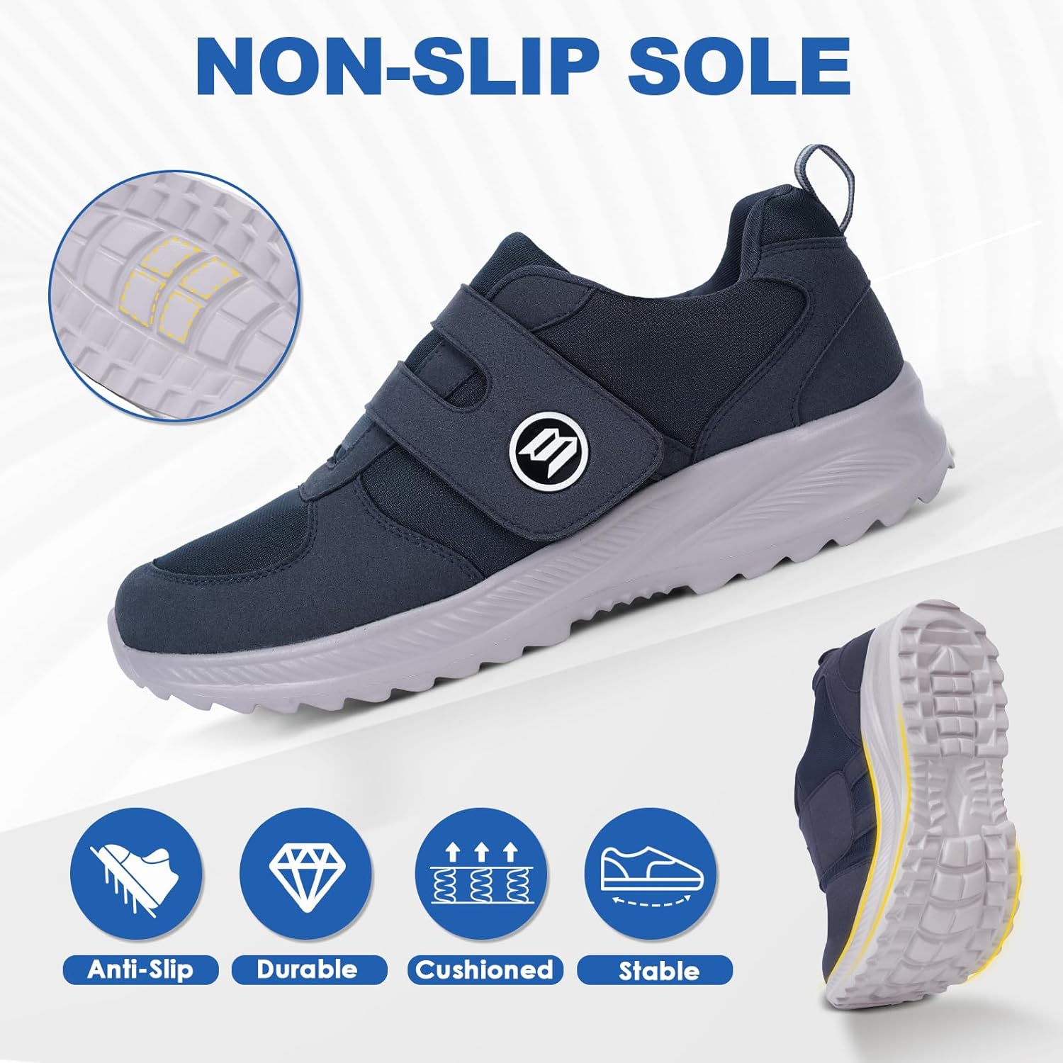 HiGropcore Diabetic Shoes for Women Men Wide Width Adjustable Walking Shoes Arch Support Orthopedic Edema Diabetic Shoe for Swollen Feet Neuropathy Fasciitis