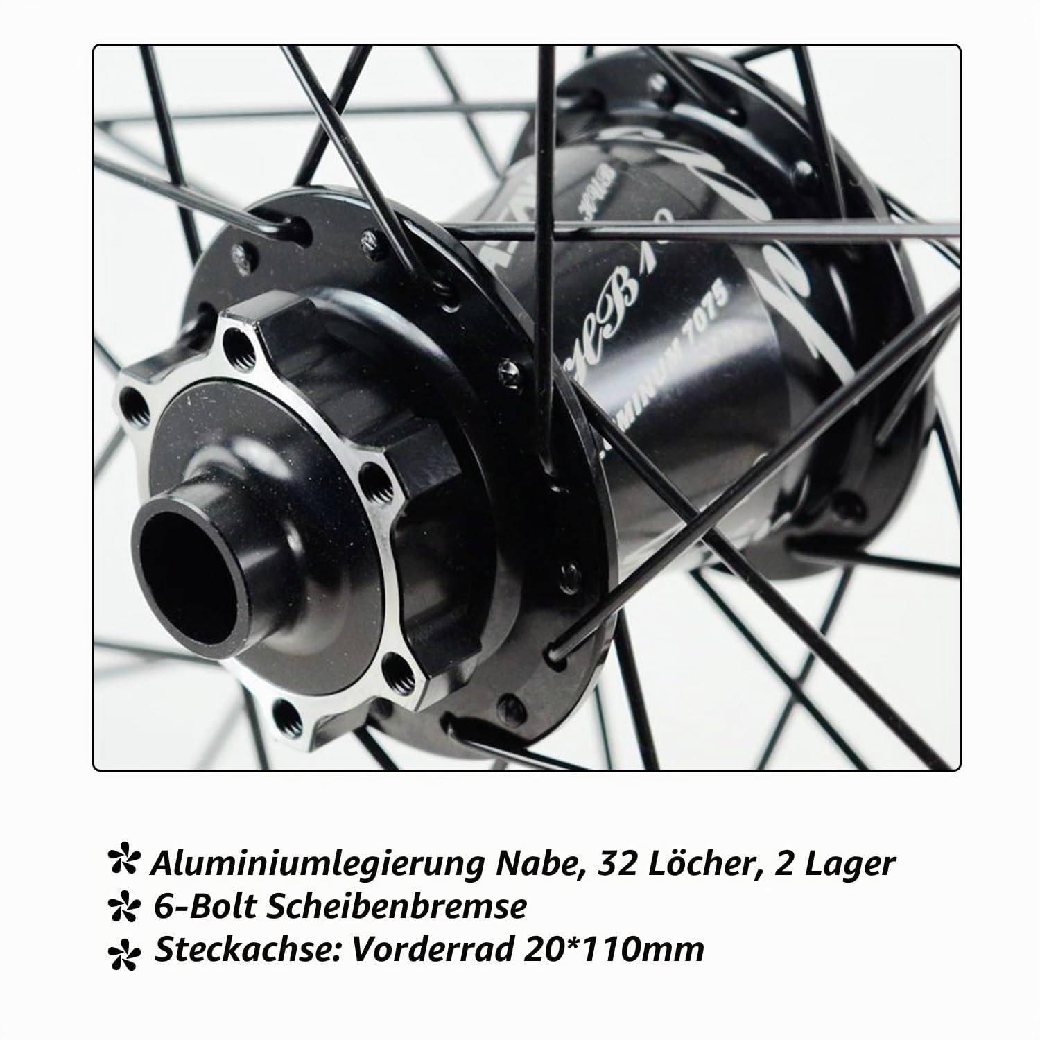 Mountainbike Vorder- Und Hinterrad 26" 27,5" 29" Steckachse Laufradsatz 110*20/142*12mm, Aluminiumlegierung Doppelwandige Felge Für 7-12-Gang-Kassette, Scheibenbremse(26" black,Front wheels)