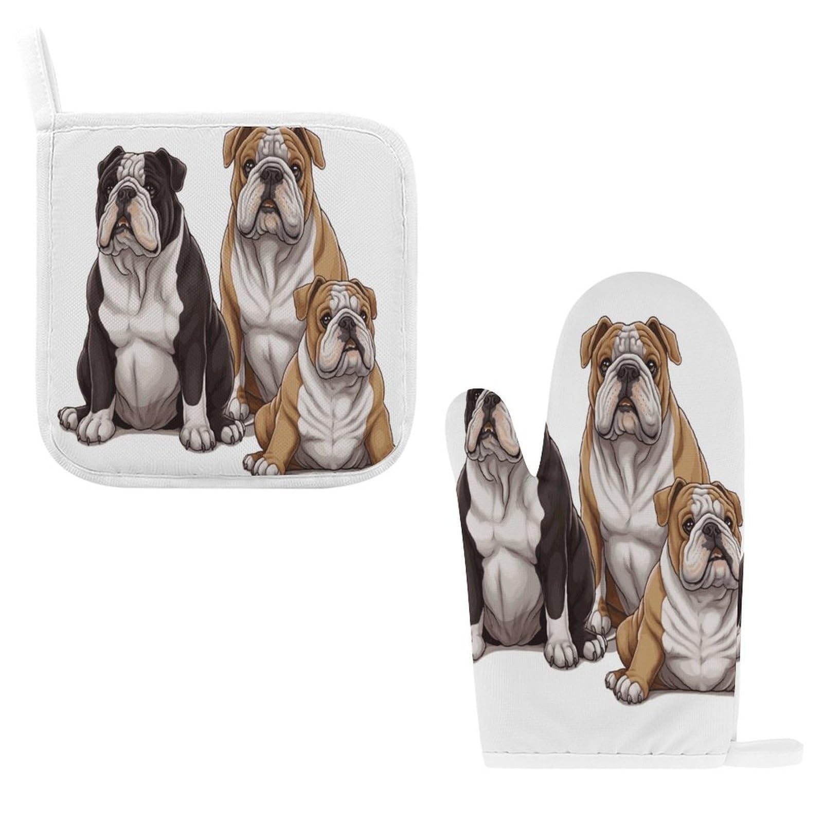 Fodpand Style English Bulldogs Oven Mitts And Pot Holders Sets