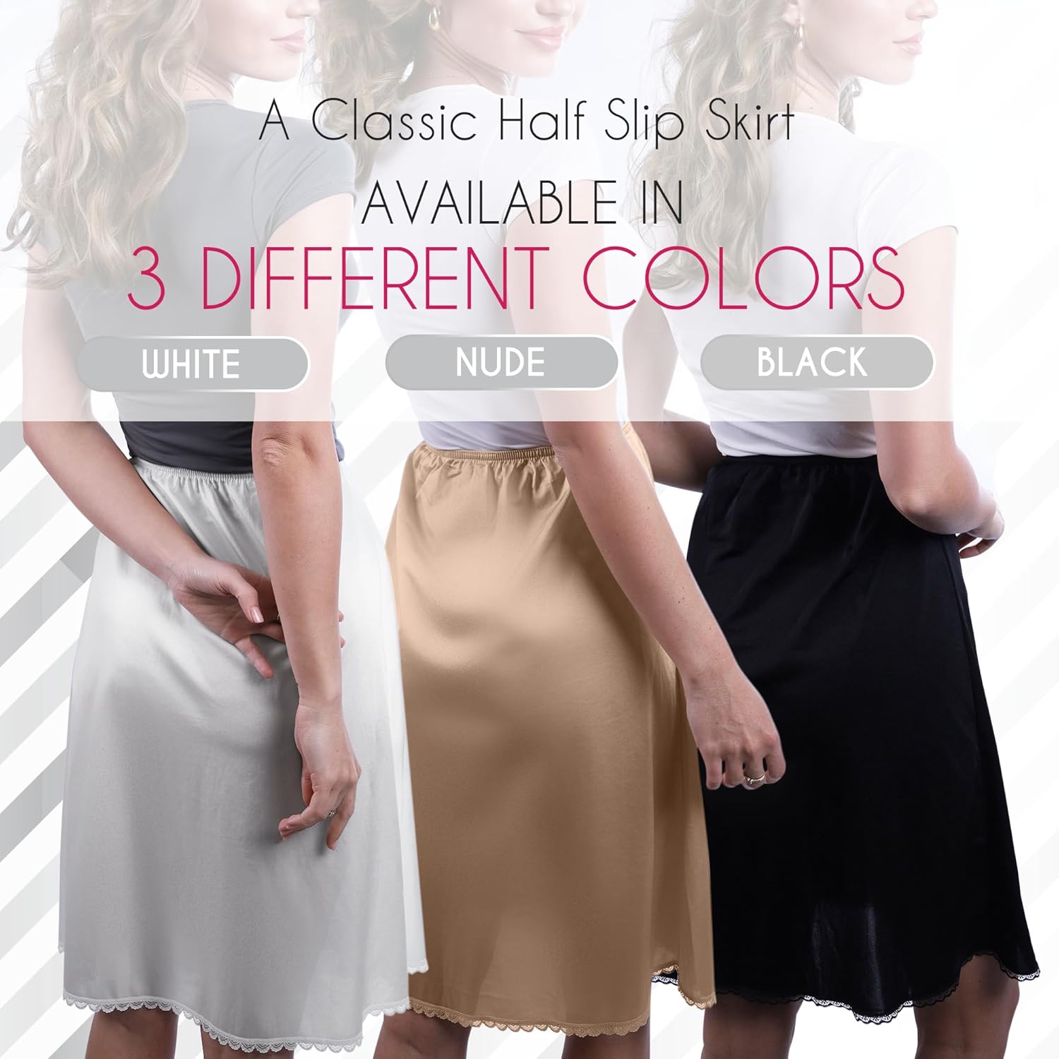 Valair Classic Short and Long Half Slip Skirt for Ladies and Girls - Slight Flair - Anti Static - Ranges 14" Till 34" - Image 5
