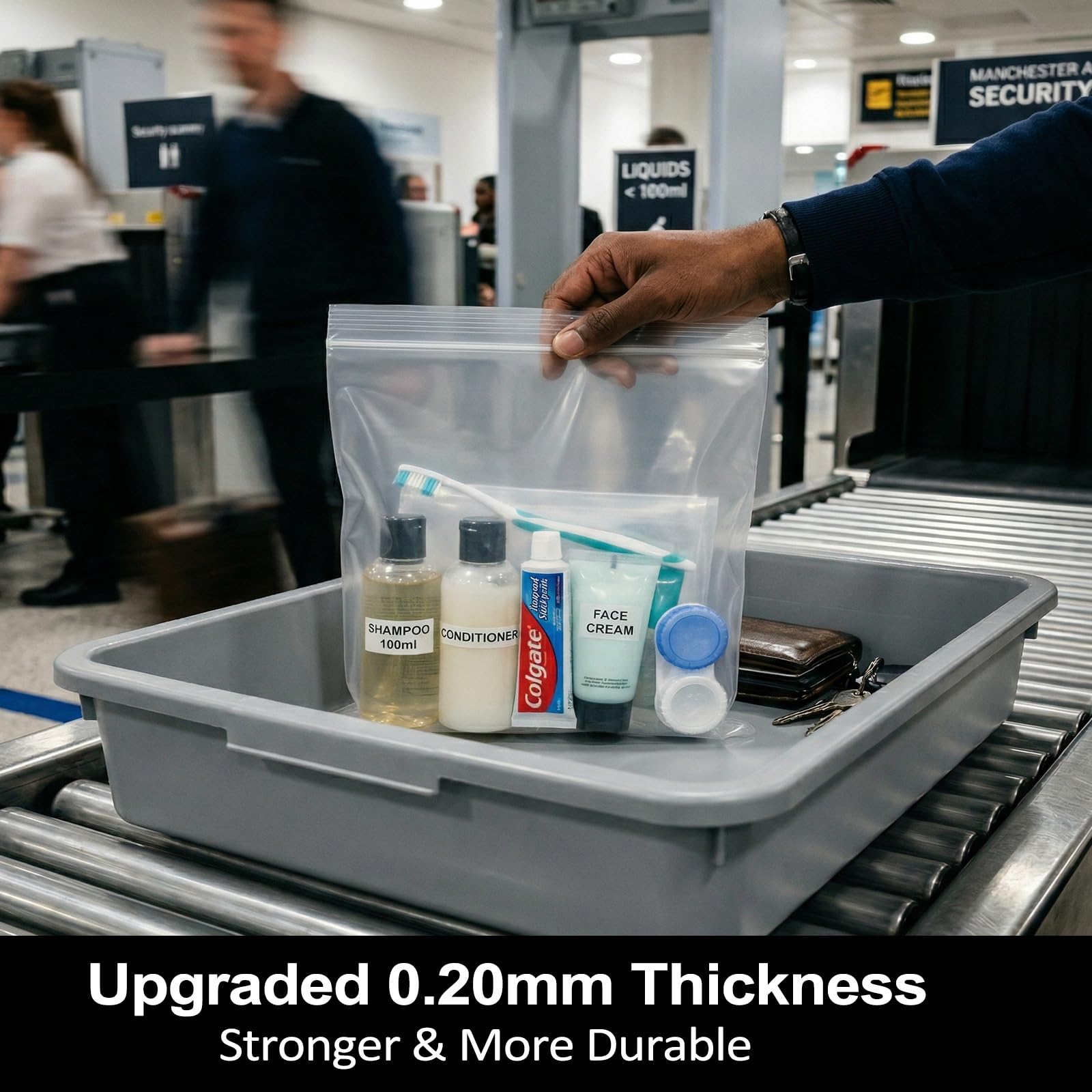Lamapee Airport Security Liquids Bags, 20 x 20cm Airline Approved Clear Bags for Hand Luggage, 6 Pack — view 6