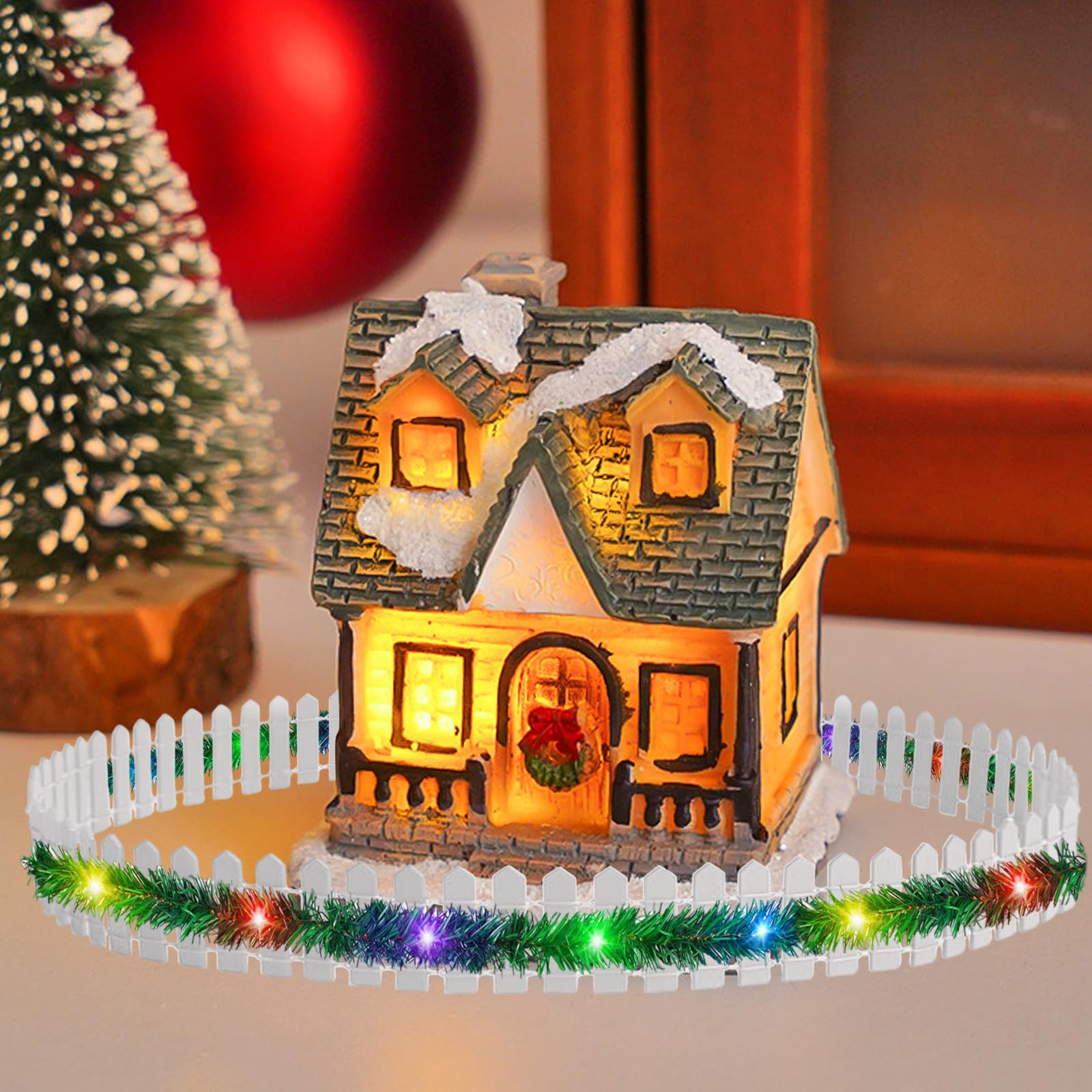 Set Recinzione In Miniatura Con Gnomo E Luci LED - Decorazione Natalizia Per Casa Delle Bambole