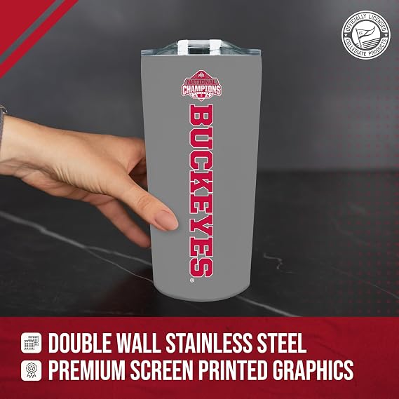 Campus Colors NCAA College Football Championship Travel Tumbler- 18 oz - Double Walled - Insulated Stainless Steel