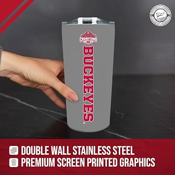 Campus Colors NCAA College Football Championship Travel Tumbler- 18 oz - Double Walled - Insulated Stainless Steel