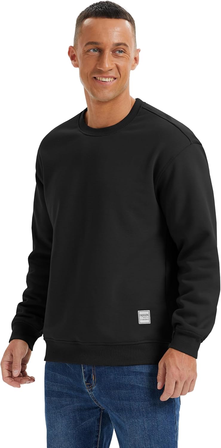 MAGCOMSEN Mens Crewneck Sweatshirt Sherpa Fleece Lined Pullover Casual Winter Warm Heavyweight Cotton Sweatshirts - Image 7