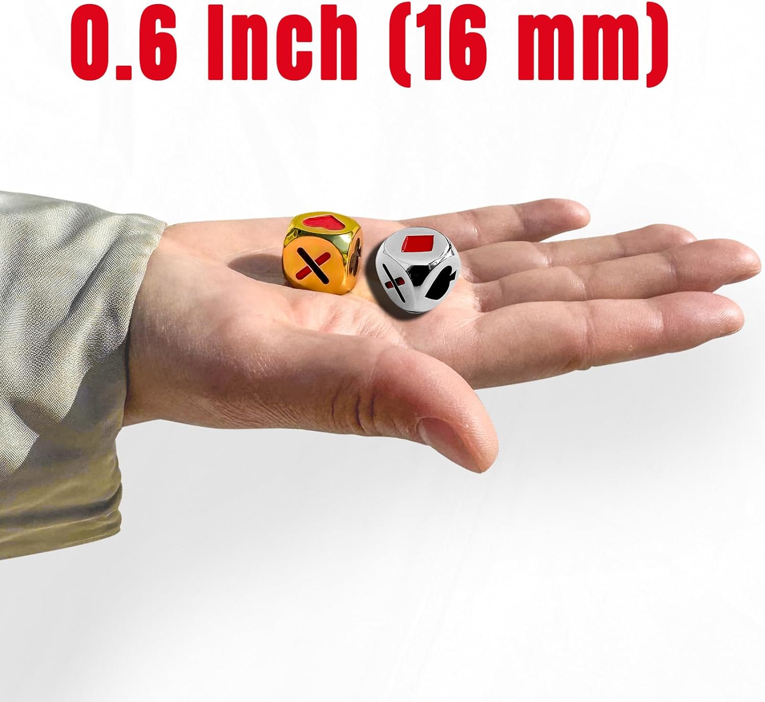 2Pcs Premium Stainless Trump Marker Dice - Metal Euchre Cube & 0.62Inch(16mm) Trump Indicator for Euchre/Pinochle/Bridge Card Games and More (Silver+Gold)