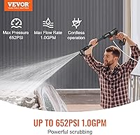 Vista 12 de VEVOR Cordless Pressure Washer, 652-PSI 1.1 GPM Portable Power Cleaner, Handheld High-Pressure Car Washer Gun with 4.0Ah Battery, Charger, 6-in-1