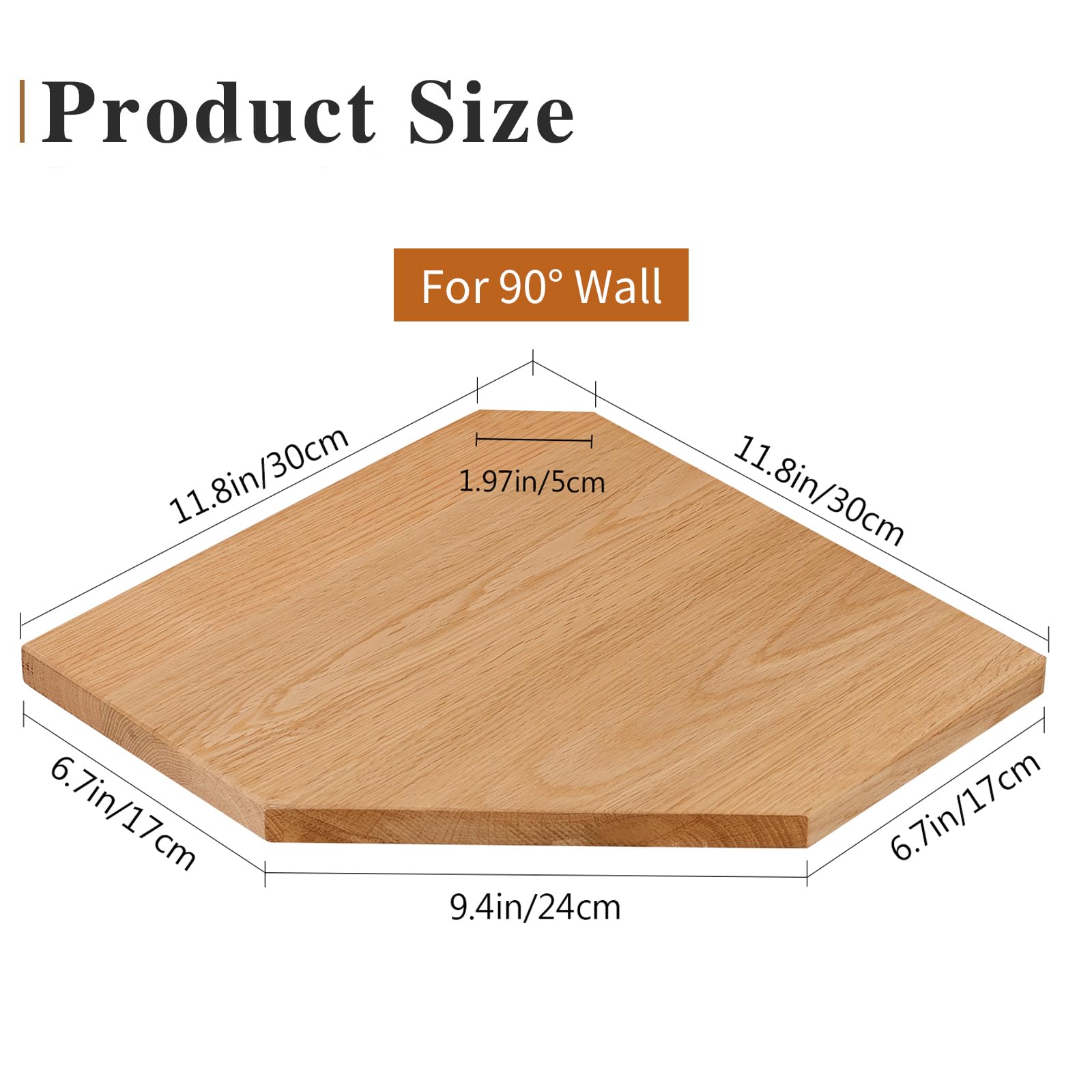 OAKERLAND Mensola Angolare Flottante In Rovere Massello, Montaggio A Parete, Per Soggiorno