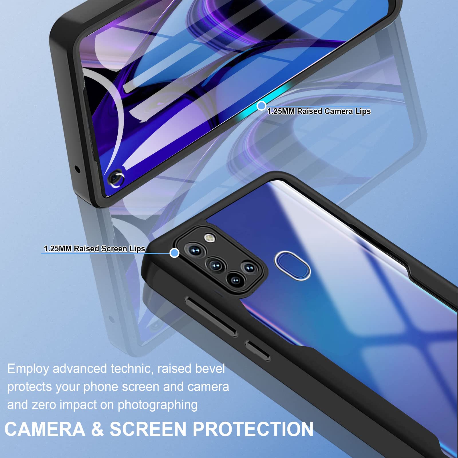 Cover Per Samsung Galaxy A21s, 3 Pack Morbido Trasparente Silicone Custodie Protettivo TPU Gel Case, Amore