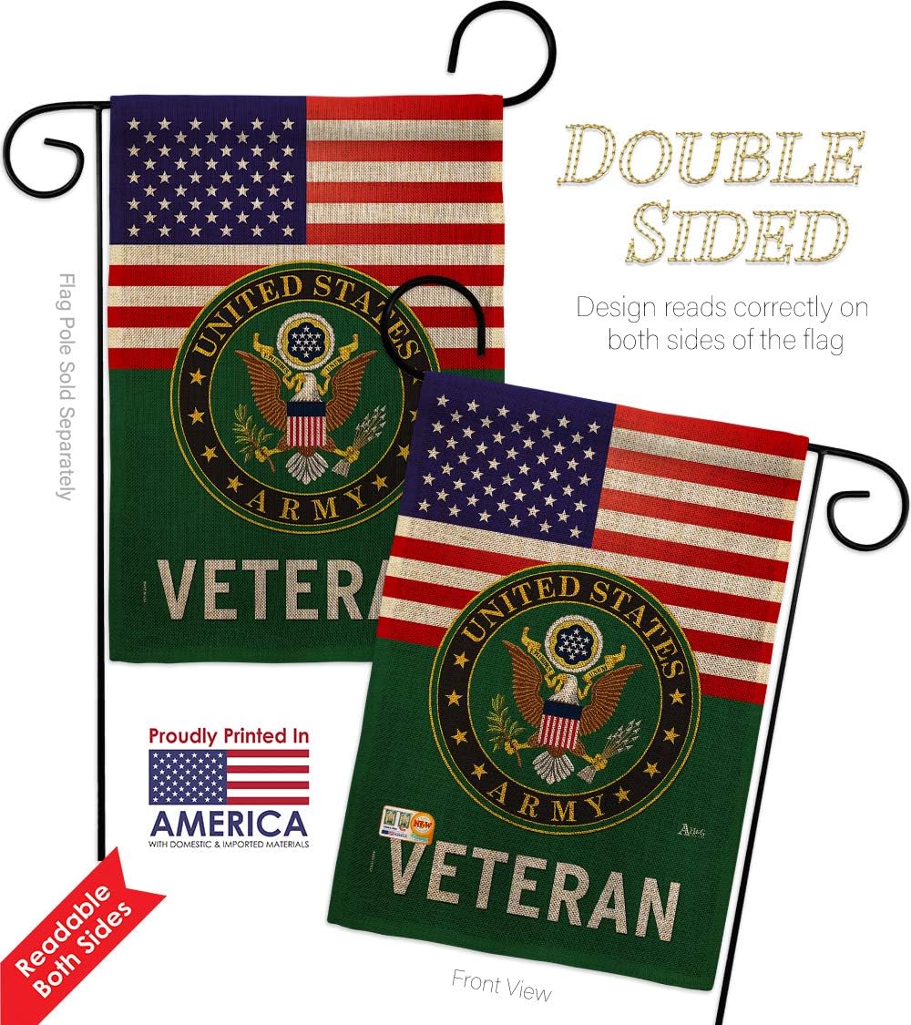 Army US Veteran Burlap Garden Flag Armed Forces Rangers United State American Military Retire Official Small Decorative Gift Yard House Banner Double-Sided Made In USA 13 X 18.5