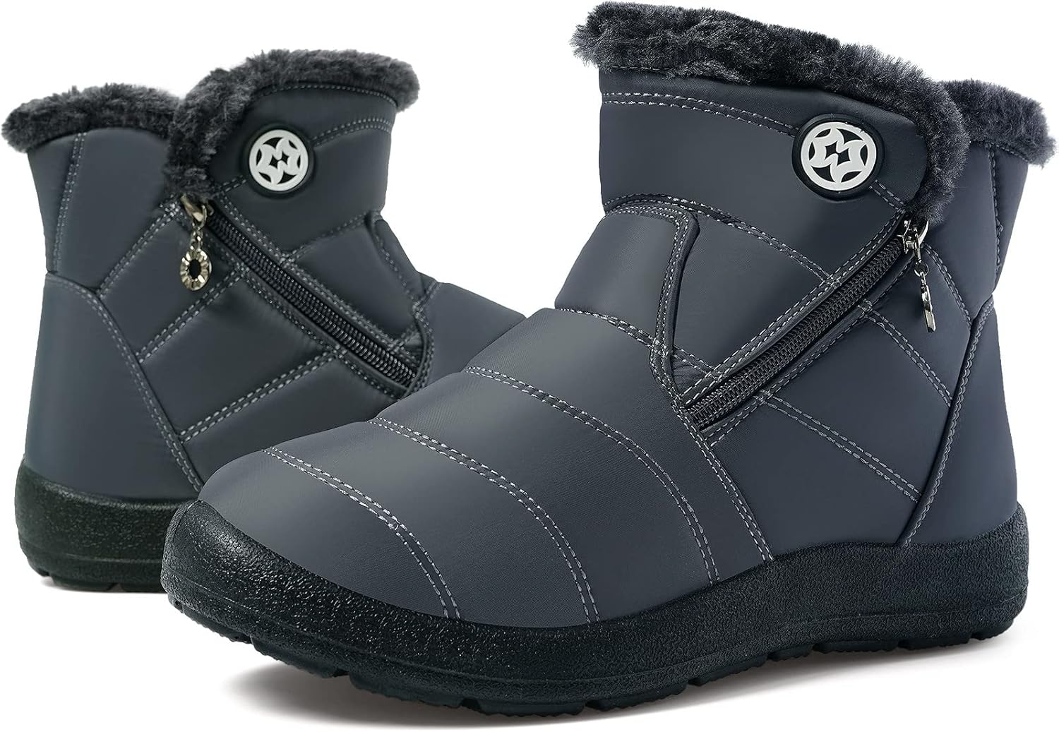 Eagsouni Snow Boots Womens Winter Ankle Boots Ladies Warm Fur Lined Booties Thickening Shoes Zip Flat Sneakers Outdoor Booties - Image 7