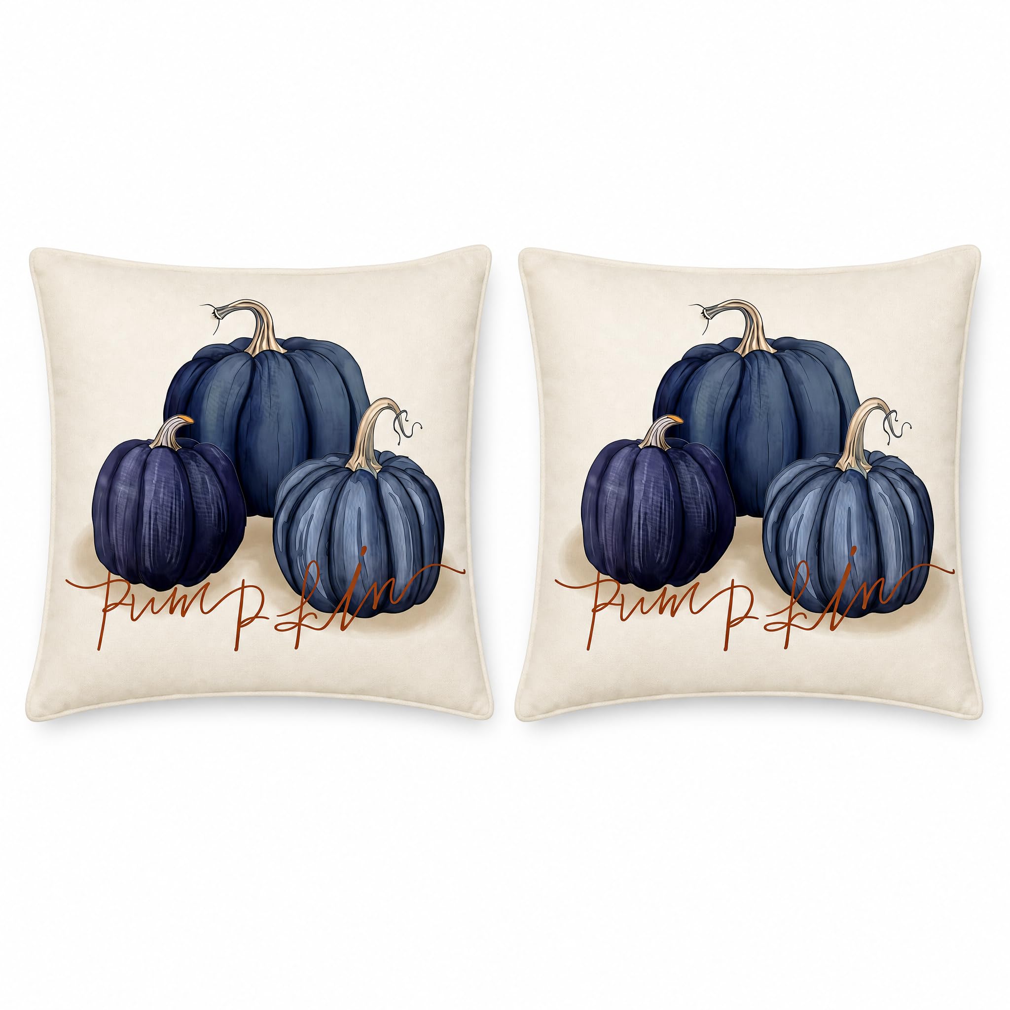 PVOODIRE Blue Pumpkin Autumn 2 Pack 45x45cm Cushion Covers,Pillow Covers — image 1