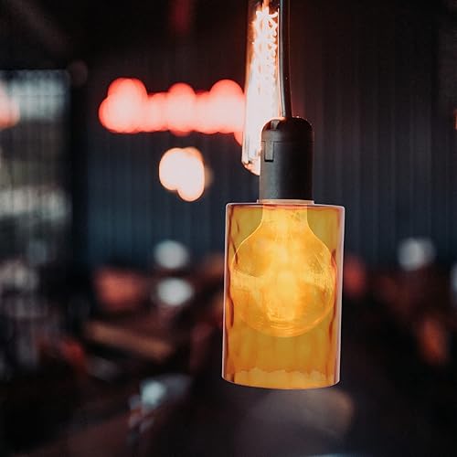 Miniatura 7 de Pantalla de cristal con patrón de piedra cilíndrica ámbar cubierta de lámpara de vidrio de 3.9 pulgadas, reemplazo para lámparas colgantes y de pie